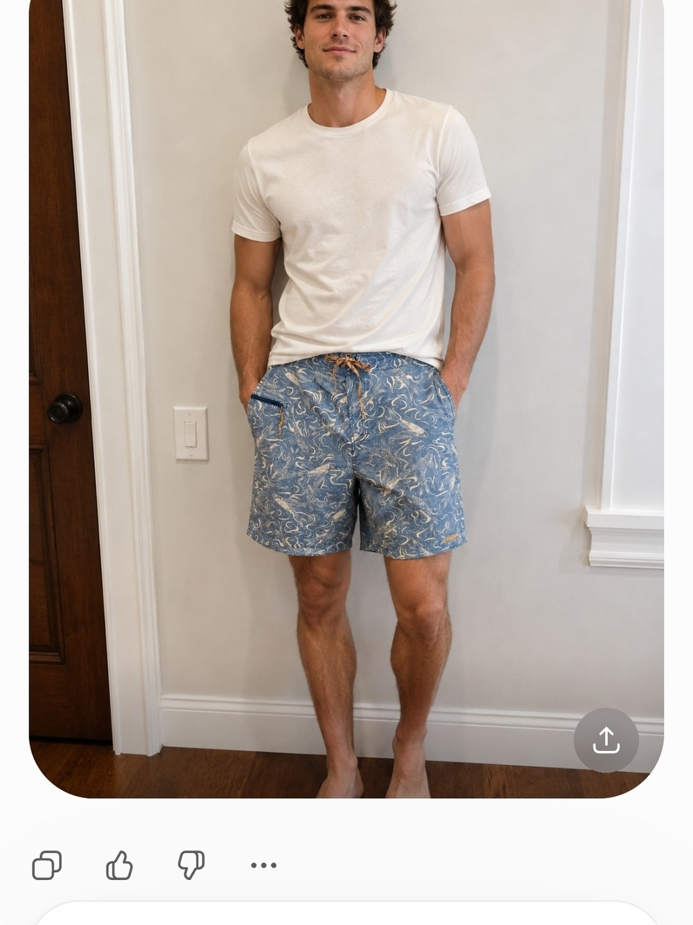 Patagonia Blue and White Fish Print Board Shorts